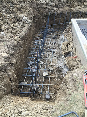 j-2 screw piles and rebar installed