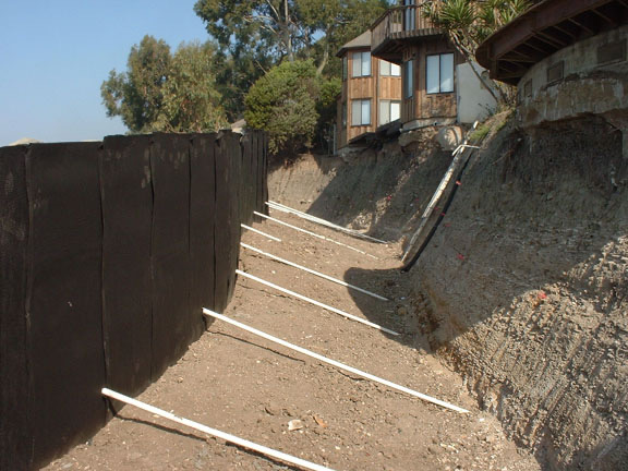 Retaining Wall and Tiebacks-Ready for Final Backfill